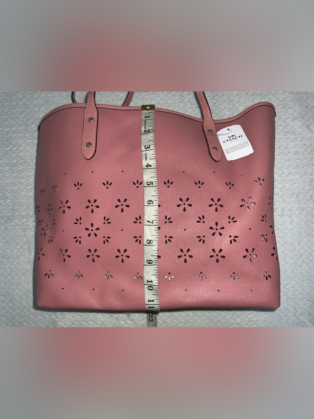 Coach Floral Perforated Leather Tote bag - Picture 11 of 14